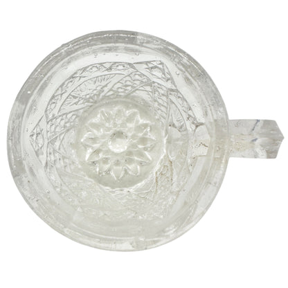 Vintage Childrens Glass Punch Bowl Set 6 Cups Intricate Diamond Pattern EAPG
