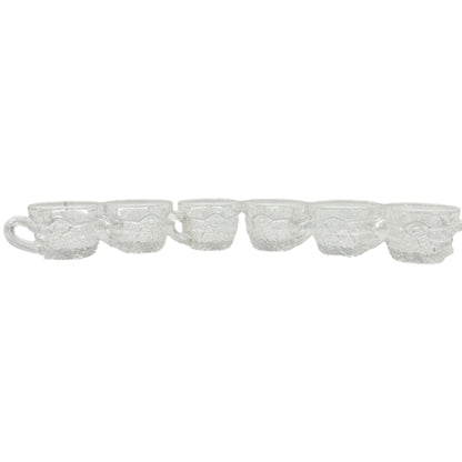 Vintage Childrens Glass Punch Bowl Set 6 Cups Intricate Diamond Pattern EAPG