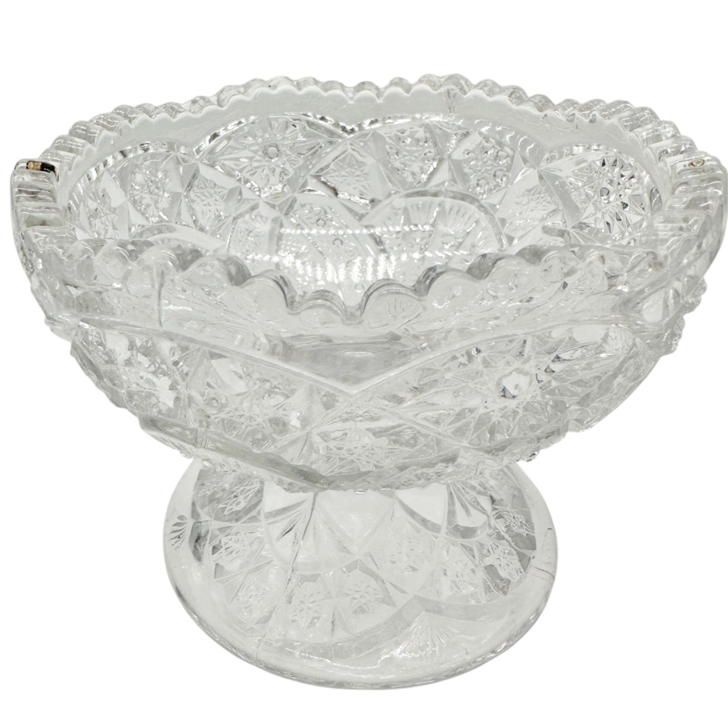 Vintage Childrens Glass Punch Bowl Set 6 Cups Intricate Diamond Pattern EAPG