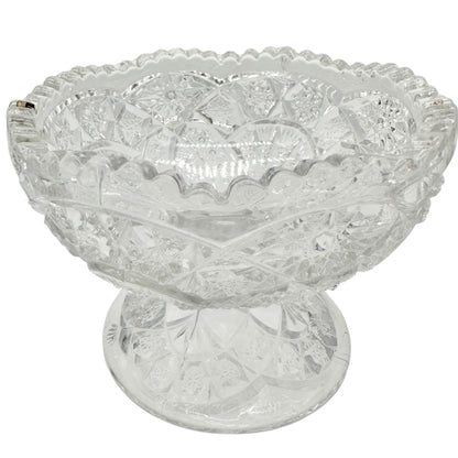 Vintage Childrens Glass Punch Bowl Set 6 Cups Intricate Diamond Pattern EAPG