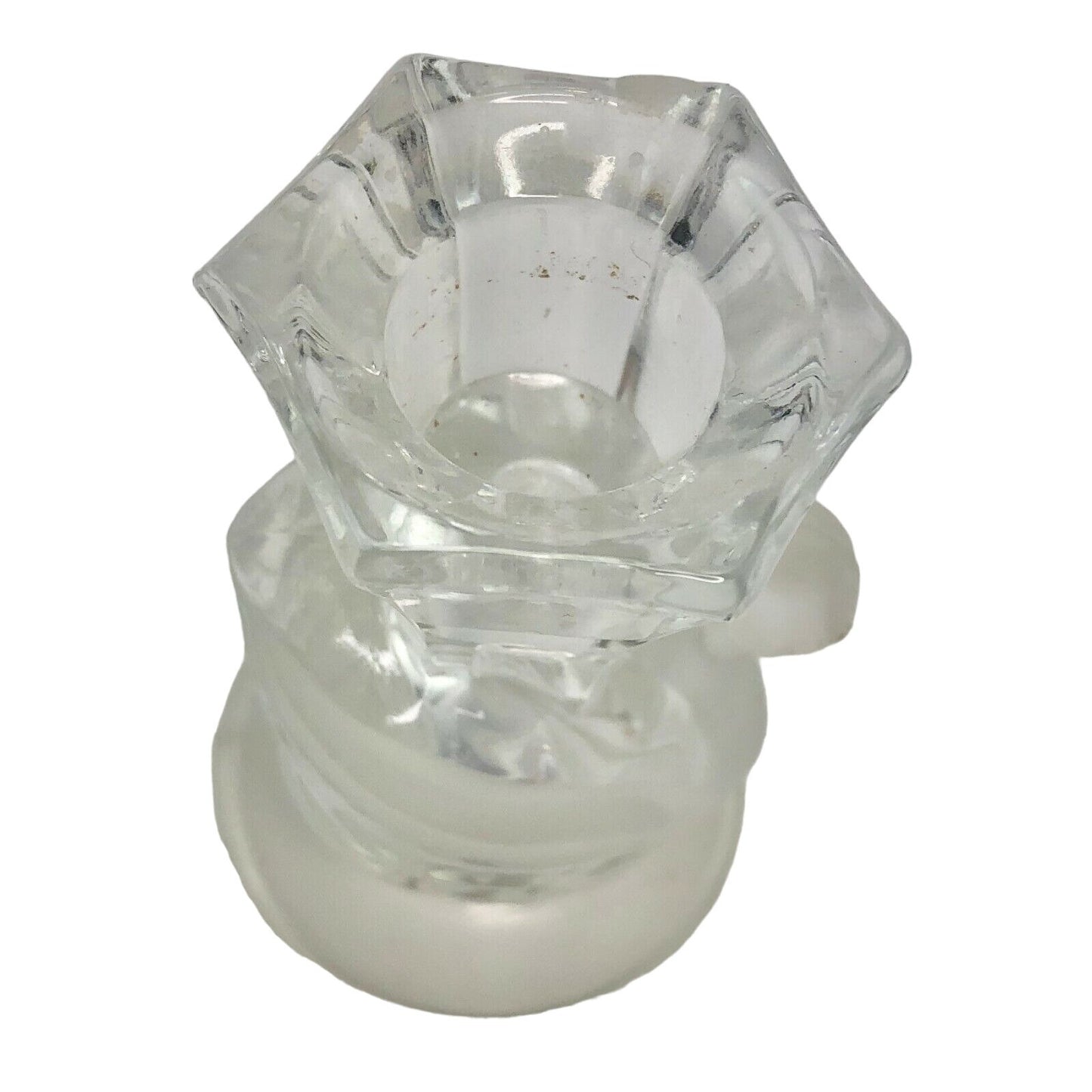 Vintage Swan Shaped Frosted & Clear Glass Candle Holder 4 Inches