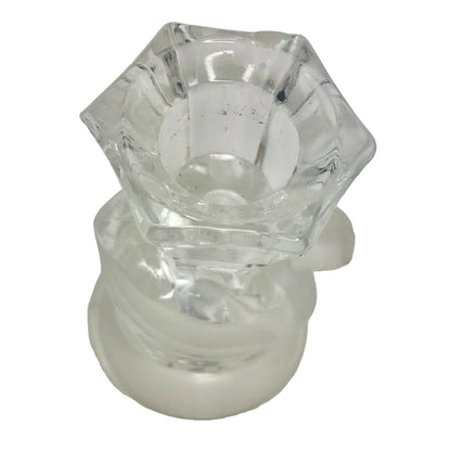 Vintage Swan Shaped Frosted & Clear Glass Candle Holder 4 Inches