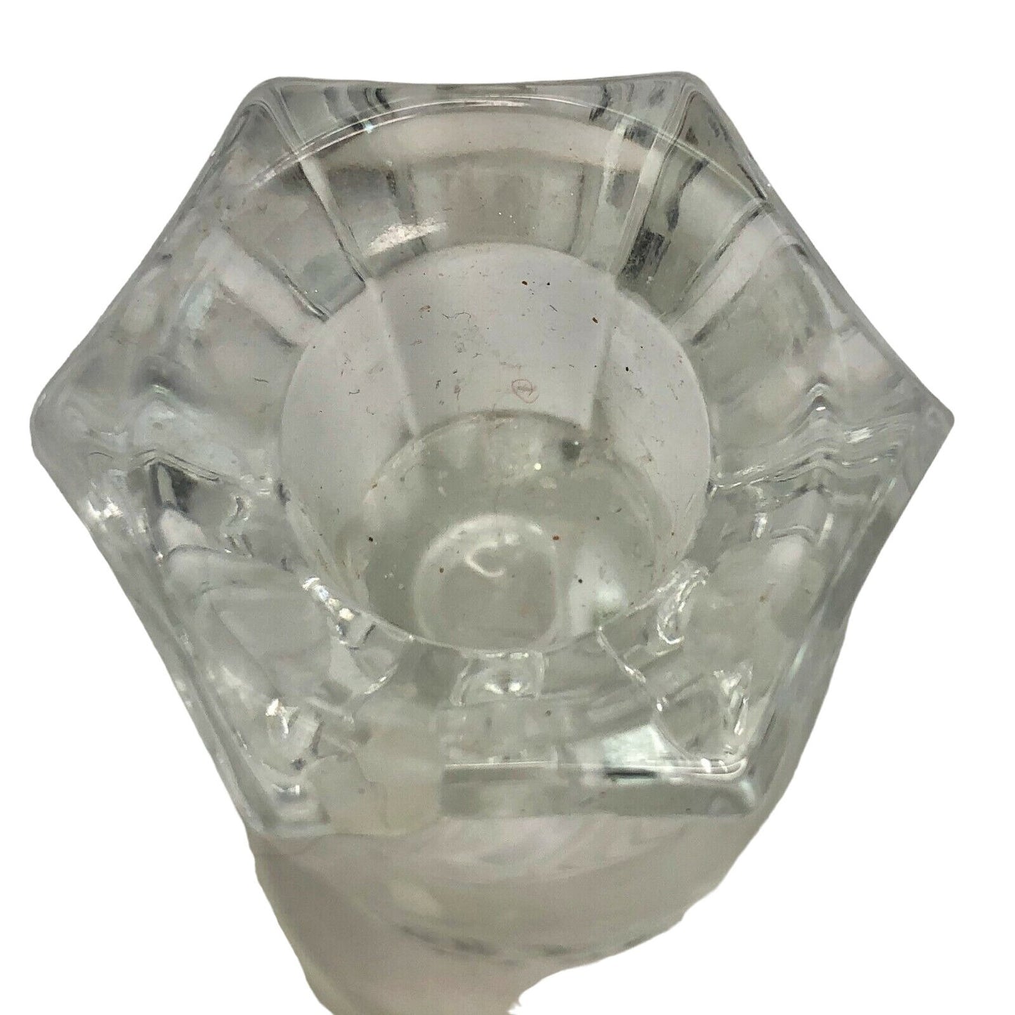 Vintage Swan Shaped Frosted & Clear Glass Candle Holder 4 Inches