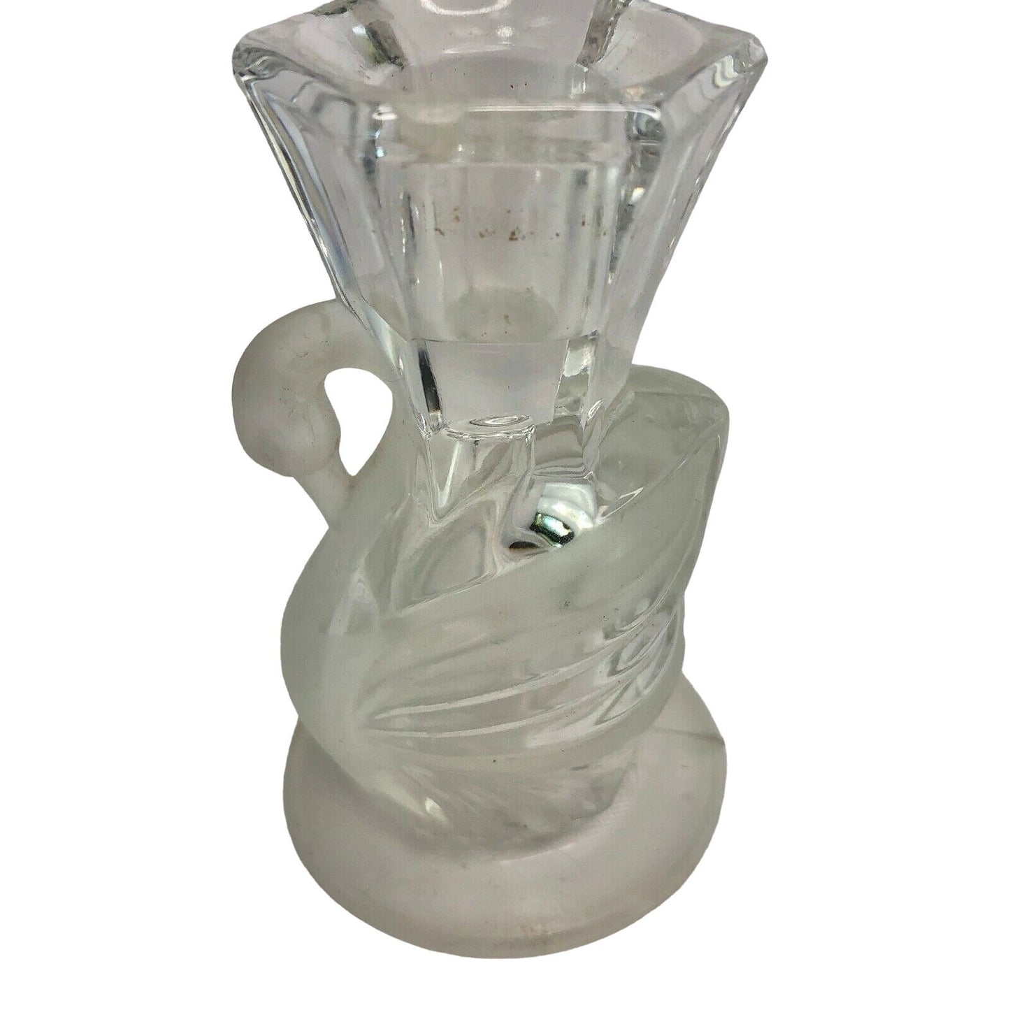 Vintage Swan Shaped Frosted & Clear Glass Candle Holder 4 Inches