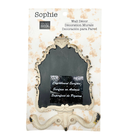 Sophie Studio Decor Wall Chalkboard With Vintage Hooks Black and Cream Design