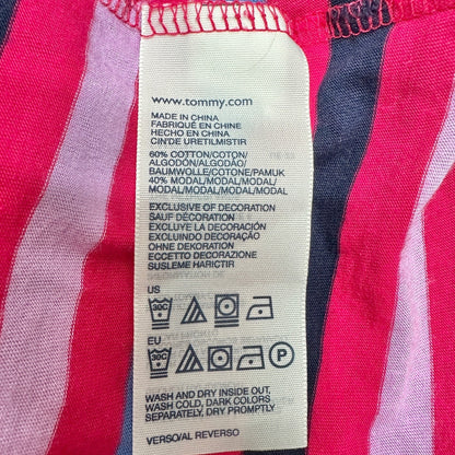 Tommy Hilfiger Halter Maxi Dress Womens L Pink White Striped Cotton Modal Blend
