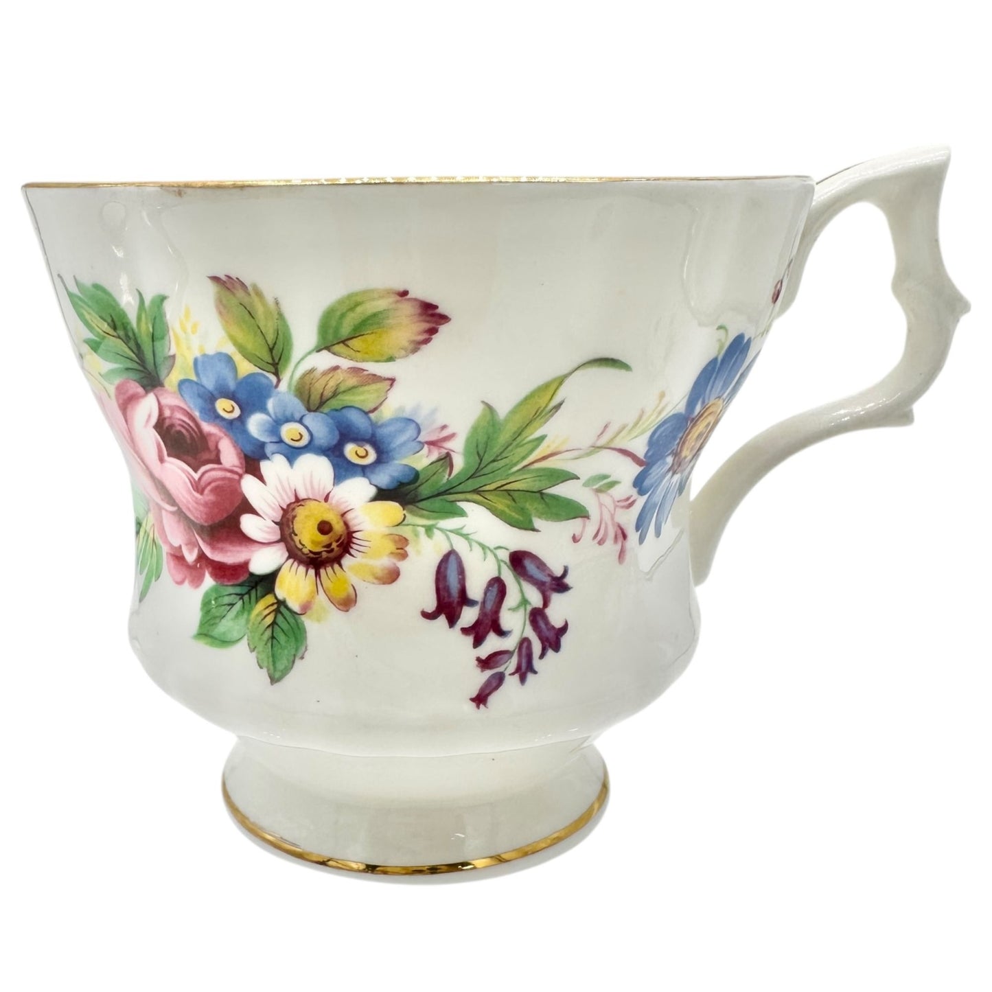 Royal Windsor Fine Bone China Floral Tea Cup Saucer Floral England Vtg Numbered
