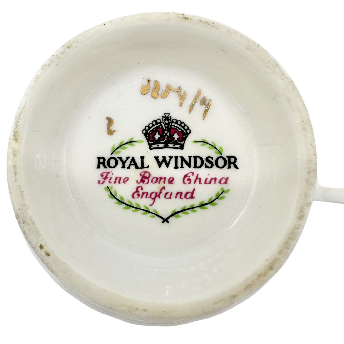 Royal Windsor Fine Bone China Floral Tea Cup Saucer Floral England Vtg Numbered