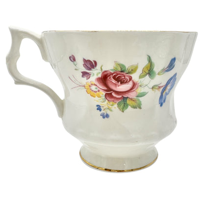 Royal Windsor Fine Bone China Floral Tea Cup Saucer Floral England Vtg Numbered