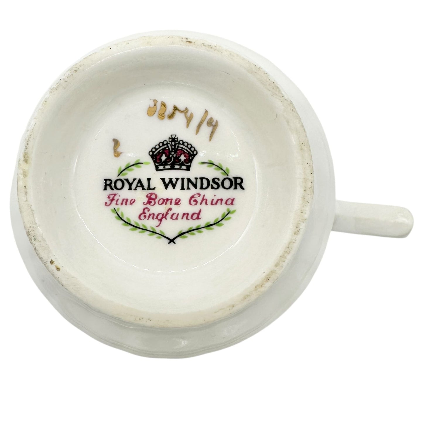 Royal Windsor Fine Bone China Floral Tea Cup Saucer Floral England Vtg Numbered