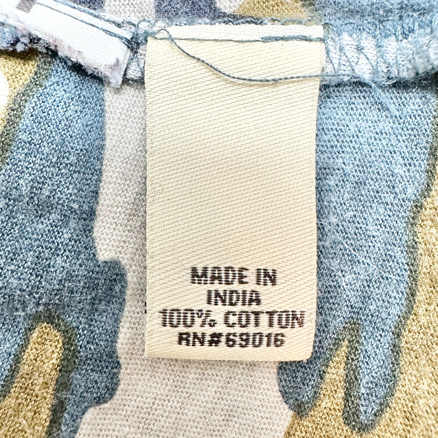Ruff Hewn Top Womens 2X Blue Green Tan Camo VNeck Cotton 3/4 Sleeves Casual Tee