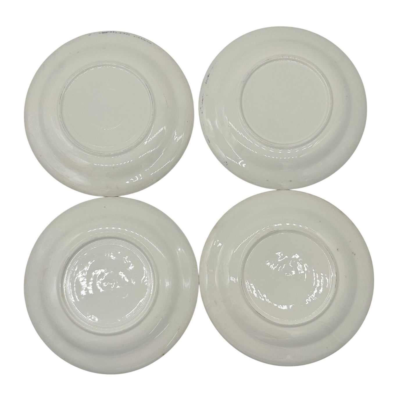 Set Of 4 Vintage Dinner Plates 9 inch White Blue Floral Porcelain Tableware