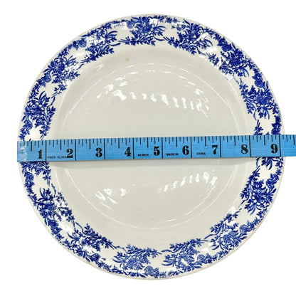 Set Of 4 Vintage Dinner Plates 9 inch White Blue Floral Porcelain Tableware