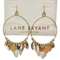 Lane Bryant Tri Tone Leaf Dangle Hoop Earrings Gold and Silver 2.5 inch Drop