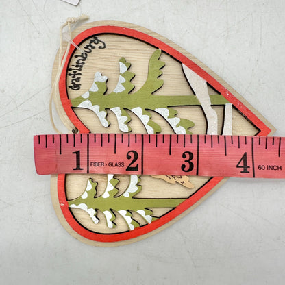 Woodworks Wooden Ornament Heart Owl Gatlinburg 4.5 inch NWT