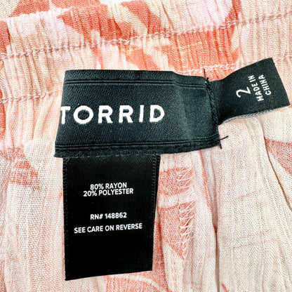 Torrid Baja Camellia Skort Womens 2X 18-20 High-Rise Ruffle Shades of Pink Gauze