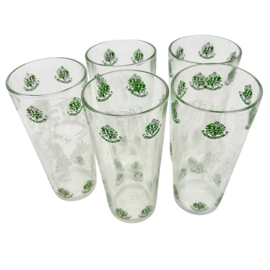 1960s Set of 5 Glasses 12 oz Deus Major Columna God is the Greatest of Supports
