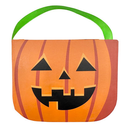 Cardboard Jack O Lantern Pumpkin Gift or Treat Bag 4"H x 5"W x 4"D Orange Green