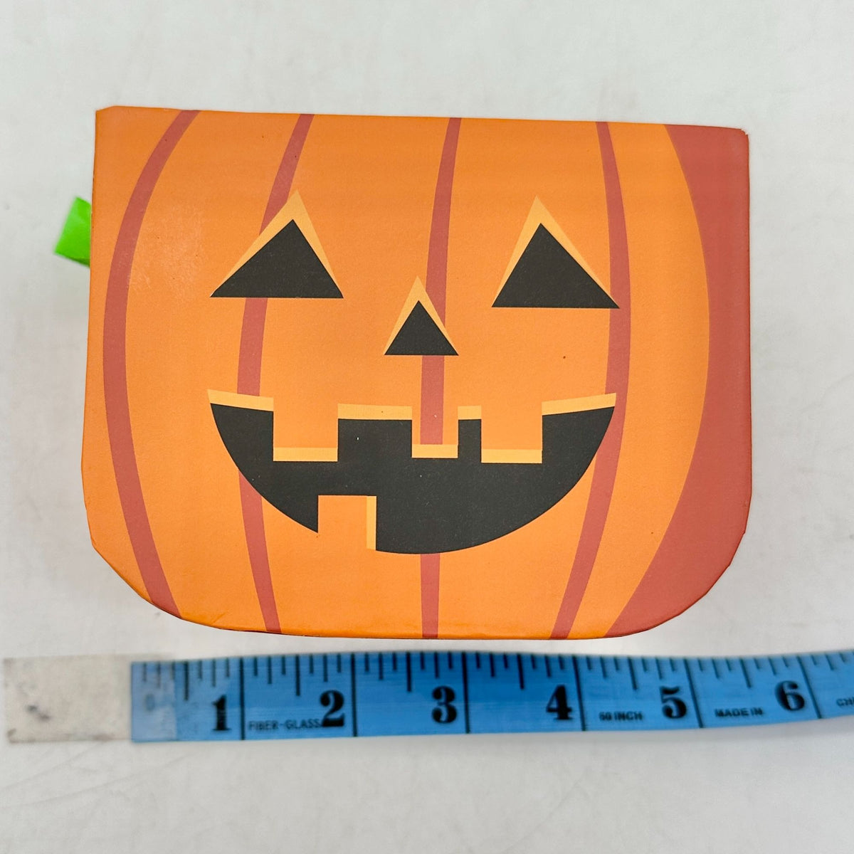 Cardboard Jack O Lantern Pumpkin Gift or Treat Bag 4"H x 5"W x 4"D Orange Green