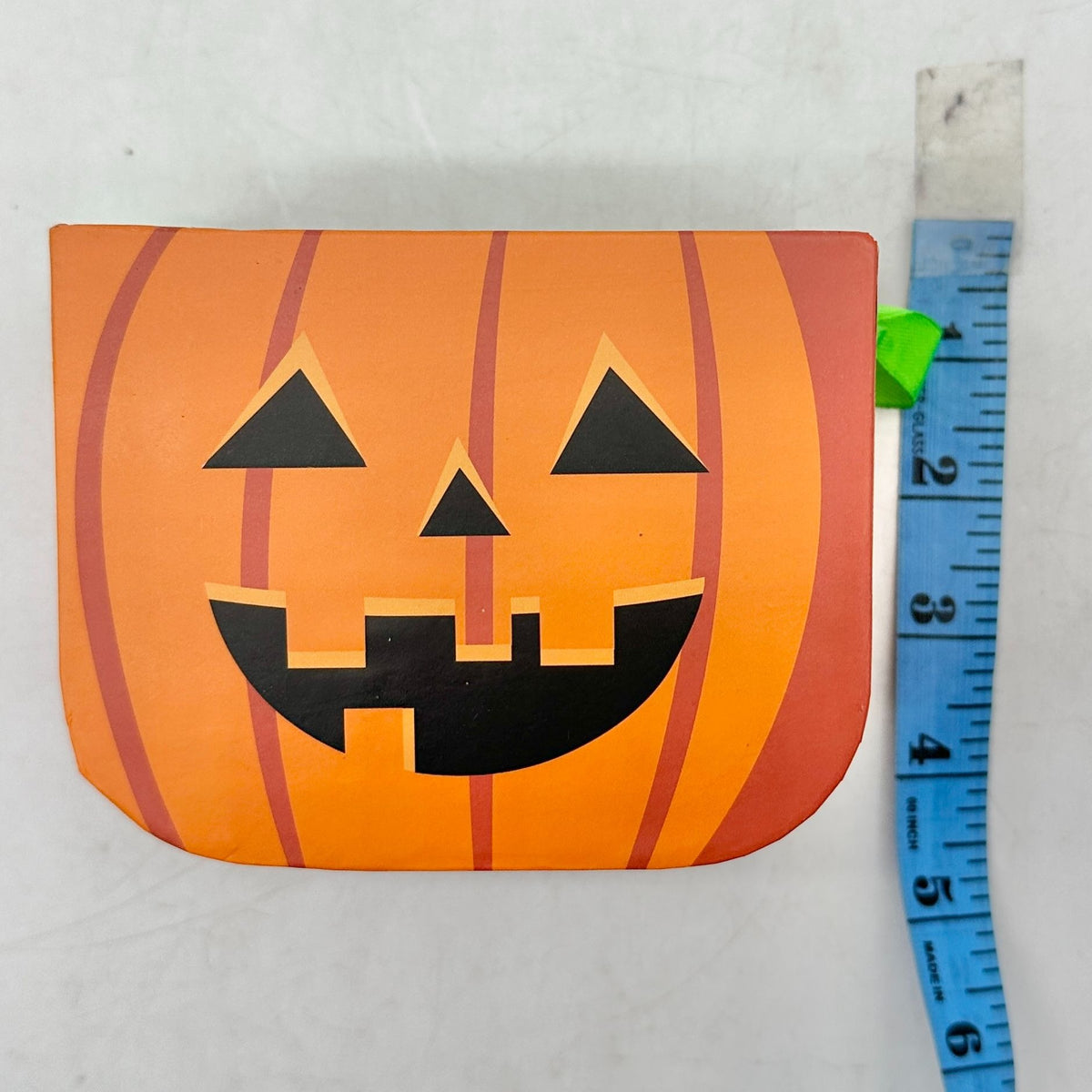 Cardboard Jack O Lantern Pumpkin Gift or Treat Bag 4"H x 5"W x 4"D Orange Green