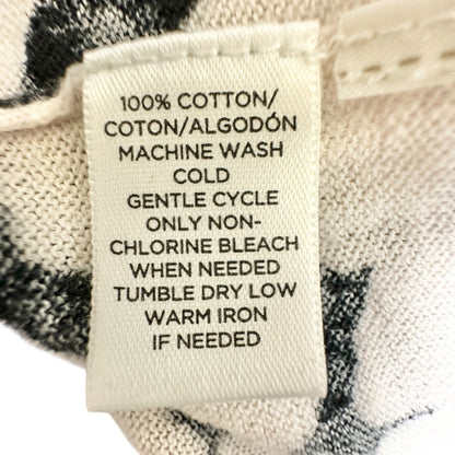 Button-Up Cardigan Sweater Womens S LS Black and White Flora Cotton Crew Neck