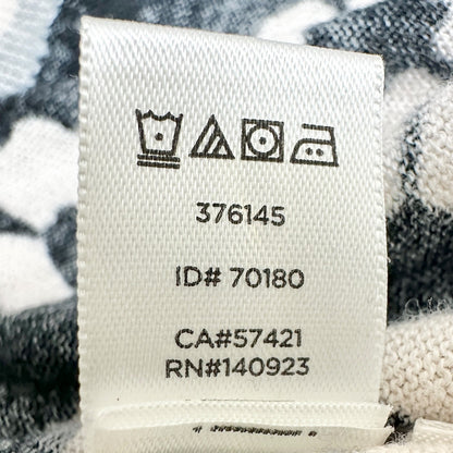 Button-Up Cardigan Sweater Womens S LS Black and White Flora Cotton Crew Neck