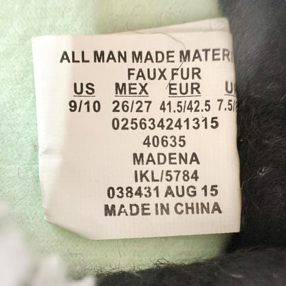 Joe Boxer Womens Faux Fur Slippers Mint Green French Bulldog Print Size 9/10