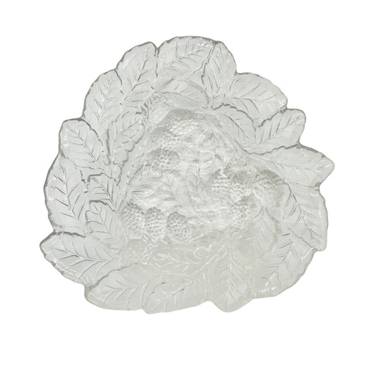 Clear Glass Loganberry Embossed Bowl Decorative Serving Dish Vintage Design