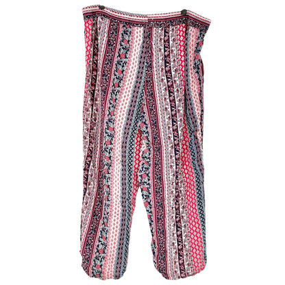 Westport Wide Leg Pants Womens 2X Boho Print Elastic Waist Lightweight Rayon