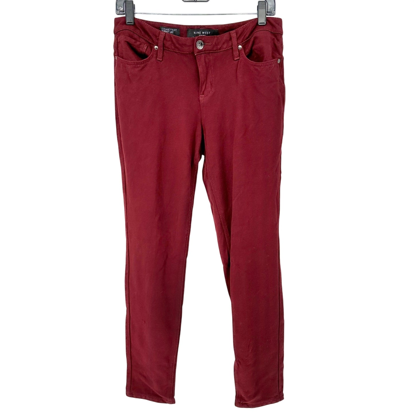 Nine West Jeans Cigarette Fit Skinny Leg Womens Size 10 Red Rayon Nylon Spandex