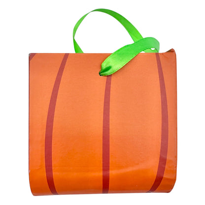 Cardboard Jack O Lantern Pumpkin Gift or Treat Bag 5"H x 7"W x 5"D Orange Green