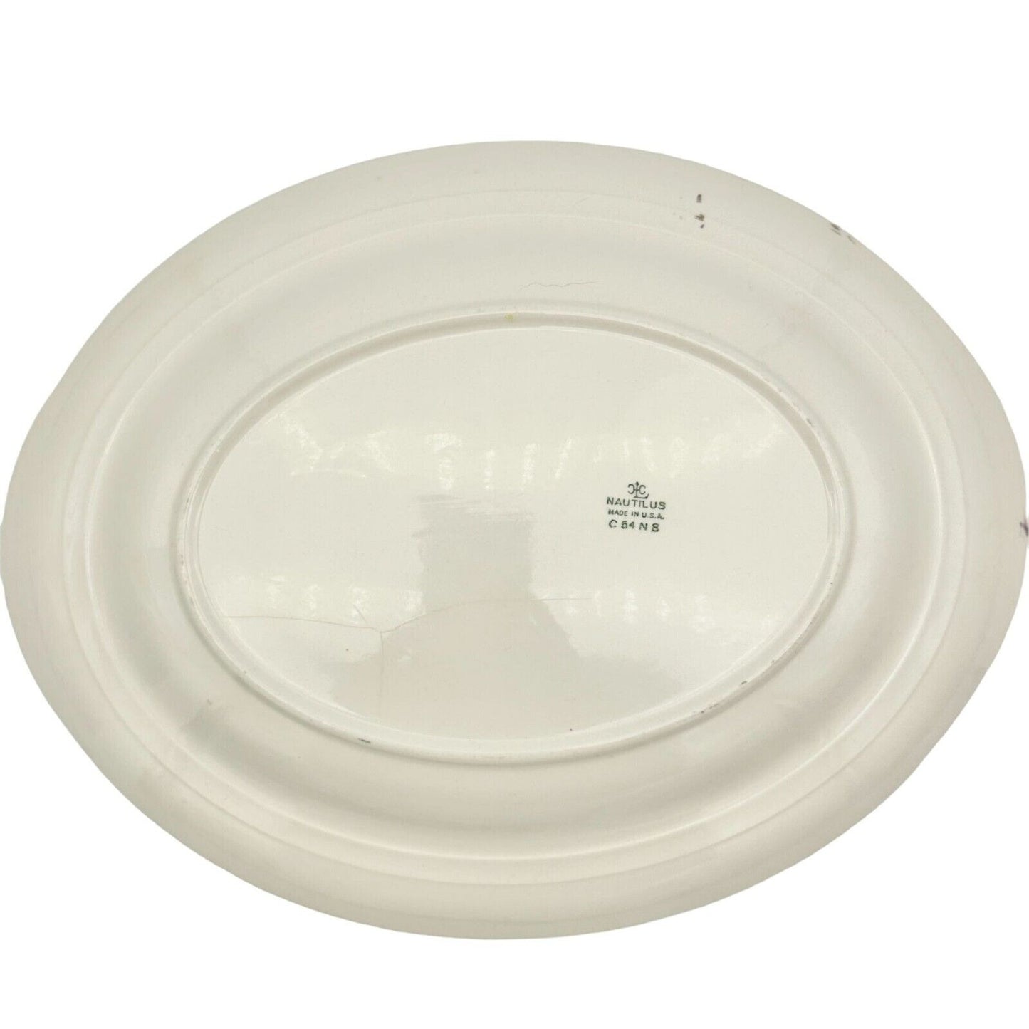 Homer Laughlin Oval China Platter Nautilus Rhythm Rose 2 Eggshell 13.5x10.5 Inch