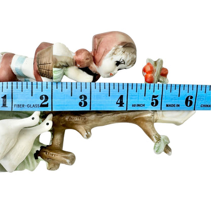 Vintage Artmark Figurine Little Girl and Geese Porcelain Statue 6" High Taiwan