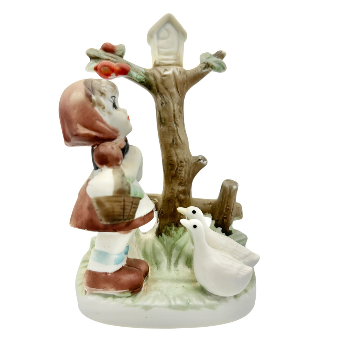 Vintage Artmark Figurine Little Girl and Geese Porcelain Statue 6" High Taiwan