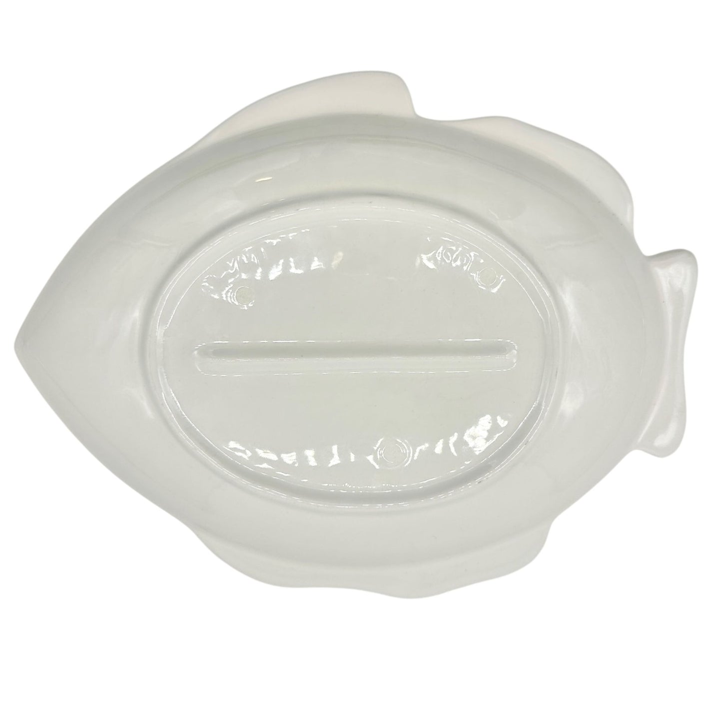 Ceramic Fish-Shaped Serving Plate White Embossed Design Vtg Coastal Home Decor