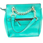 Charming Charlie Shoulder Bag Seafoam with Gold Chain Accents Striped Interior