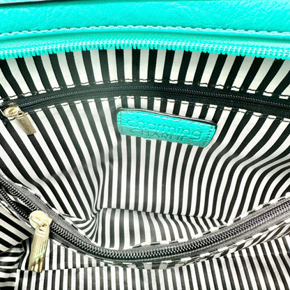 Charming Charlie Shoulder Bag Seafoam with Gold Chain Accents Striped Interior