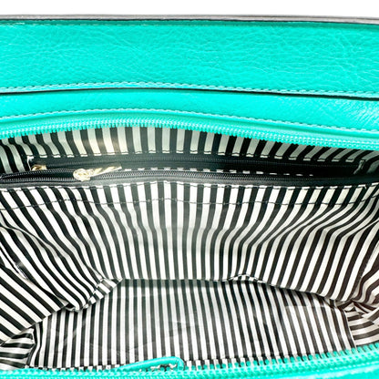 Charming Charlie Shoulder Bag Seafoam with Gold Chain Accents Striped Interior