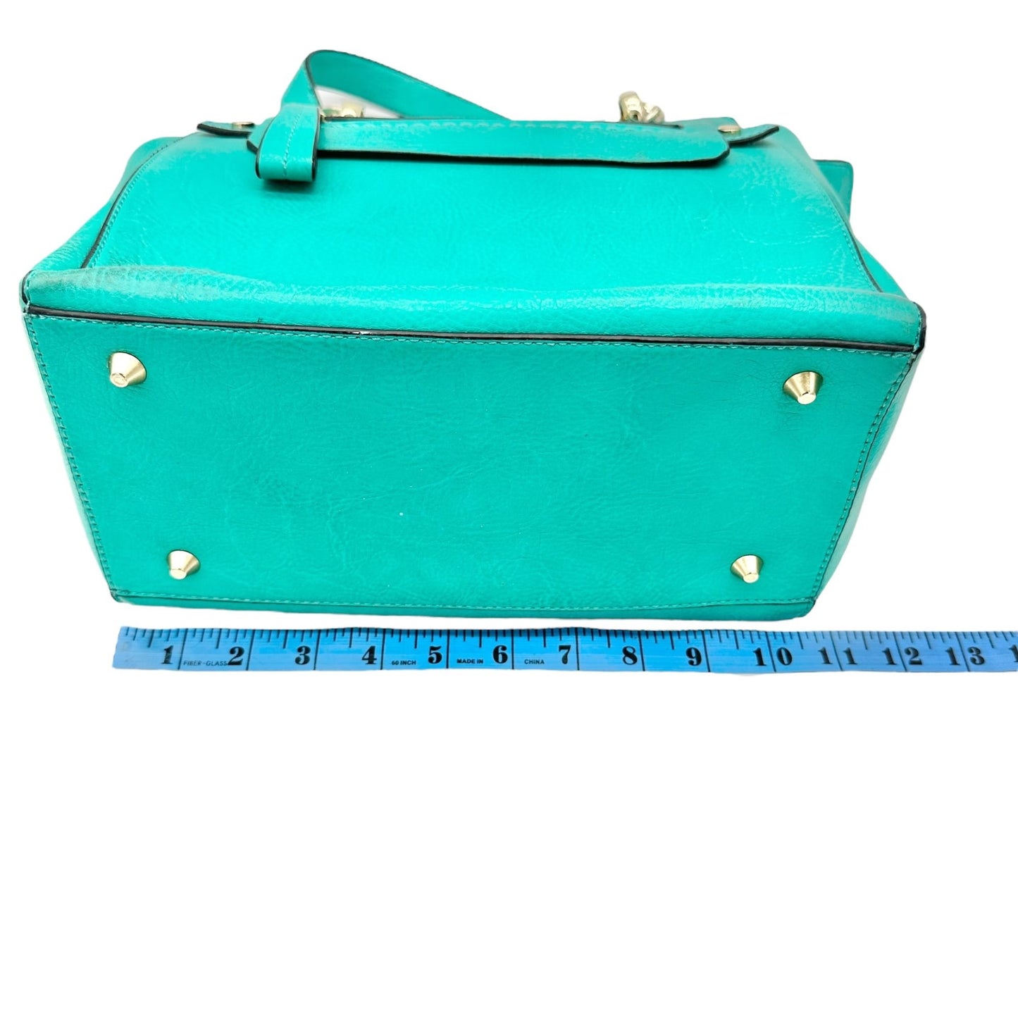 Charming Charlie Shoulder Bag Seafoam with Gold Chain Accents Striped Interior
