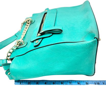 Charming Charlie Shoulder Bag Seafoam with Gold Chain Accents Striped Interior