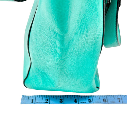 Charming Charlie Shoulder Bag Seafoam with Gold Chain Accents Striped Interior