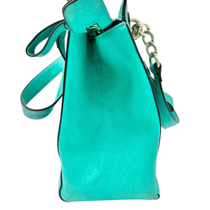 Charming Charlie Shoulder Bag Seafoam with Gold Chain Accents Striped Interior