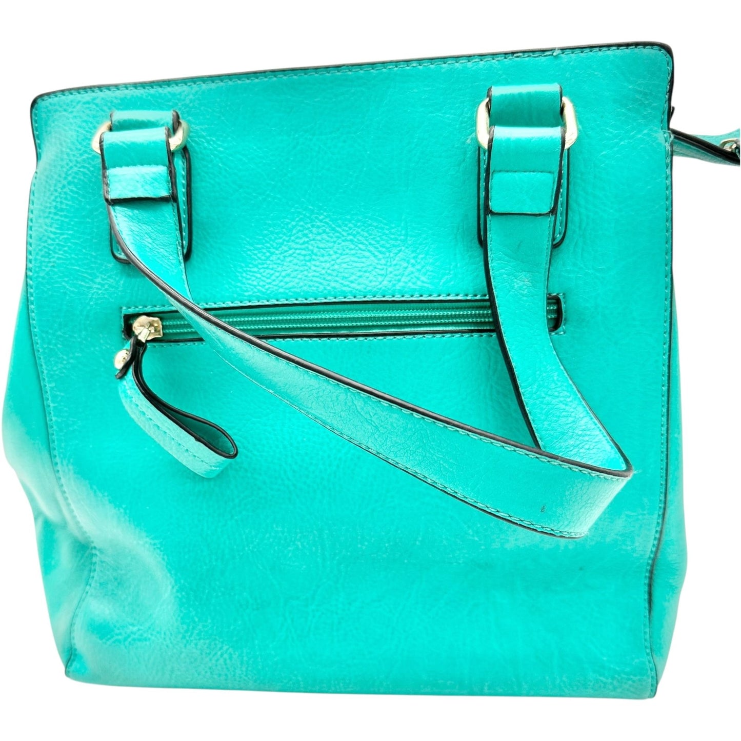 Charming Charlie Shoulder Bag Seafoam with Gold Chain Accents Striped Interior