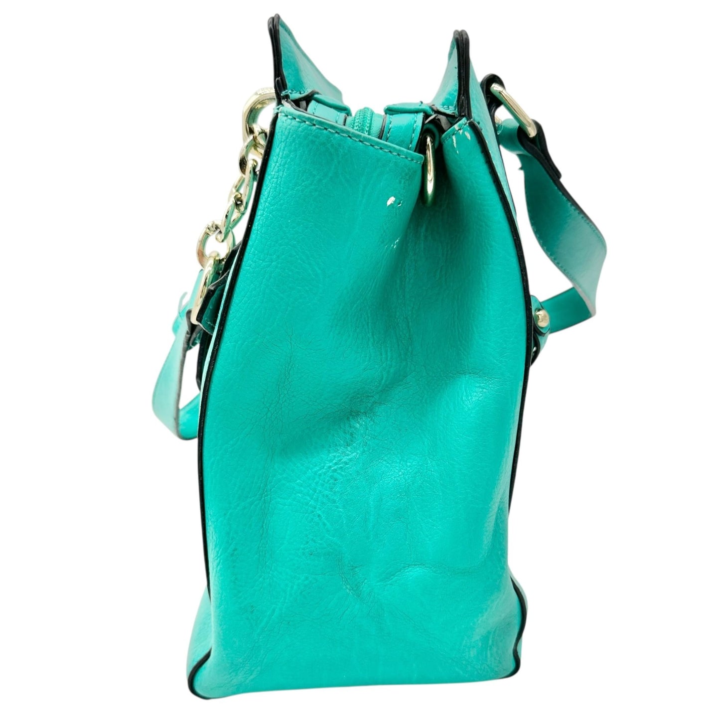 Charming Charlie Shoulder Bag Seafoam with Gold Chain Accents Striped Interior
