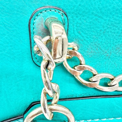 Charming Charlie Shoulder Bag Seafoam with Gold Chain Accents Striped Interior