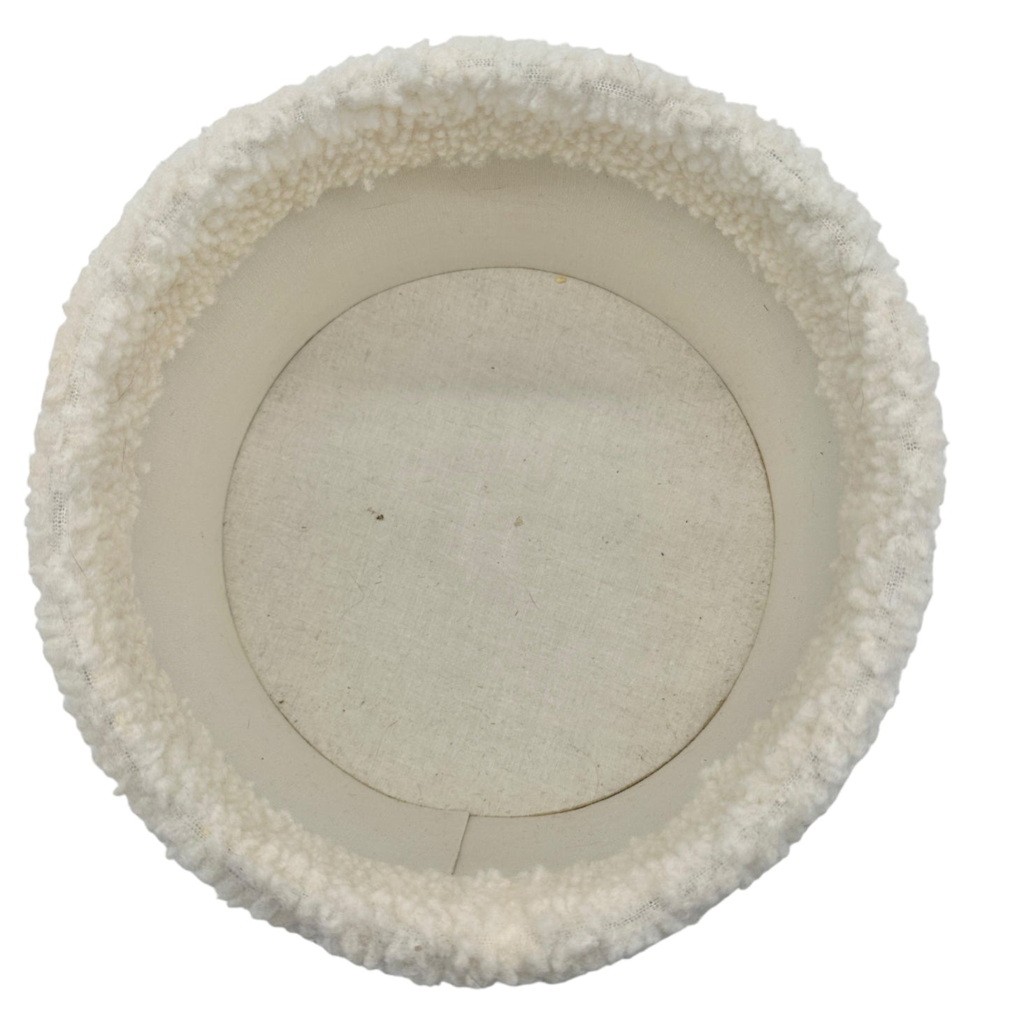 Sheepskin and Suede Round Storage Container 9” Dia x 6” H