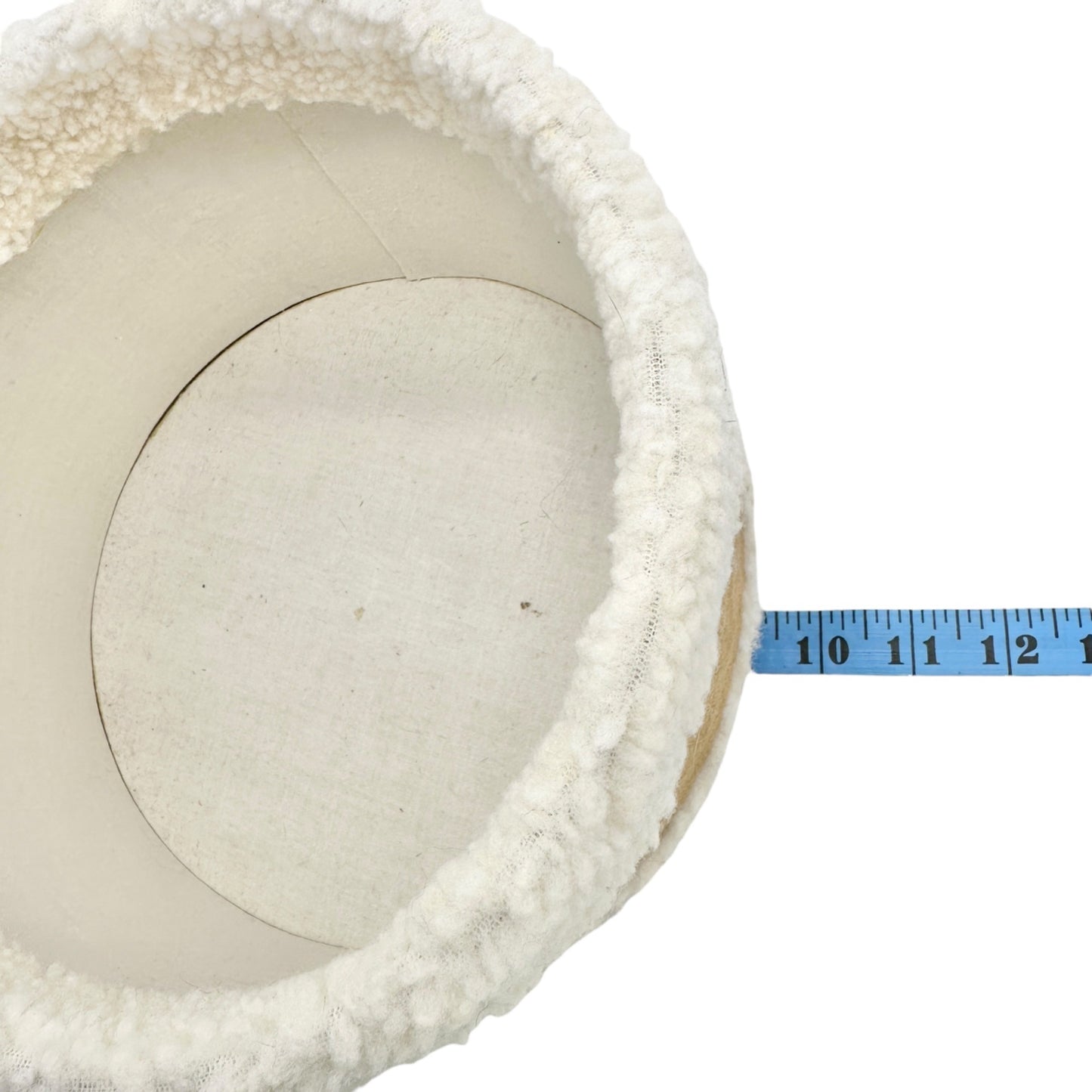 Sheepskin and Suede Round Storage Container 9” Dia x 6” H