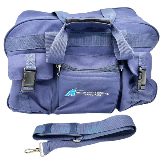 Shugon Blue Travel Duffel Bag Detachable Strap Multiple Compartments 19x11x9