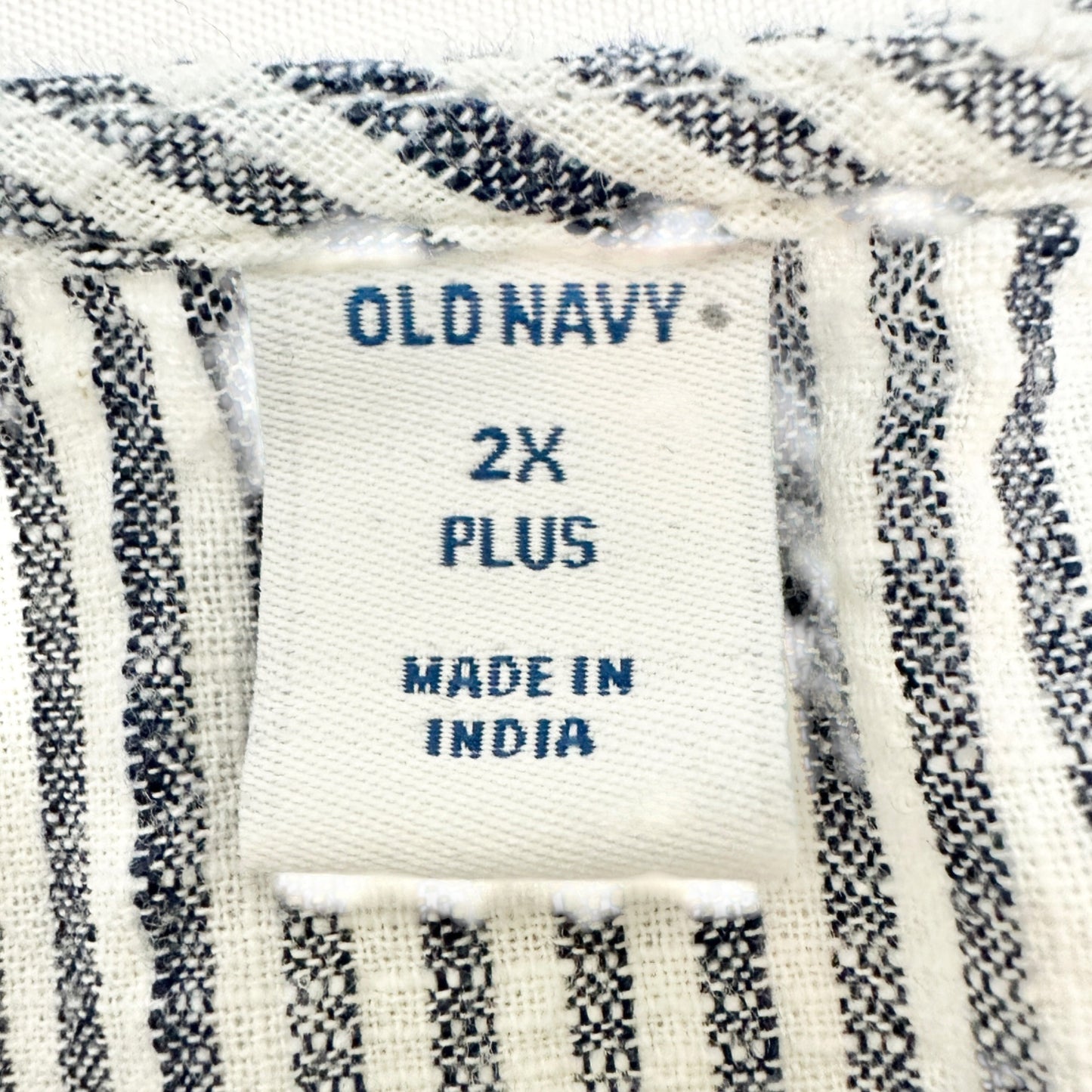 Old Navy Tie Front Dress Womens 2X Plus Navy and White Stripe Lightweight Cotton