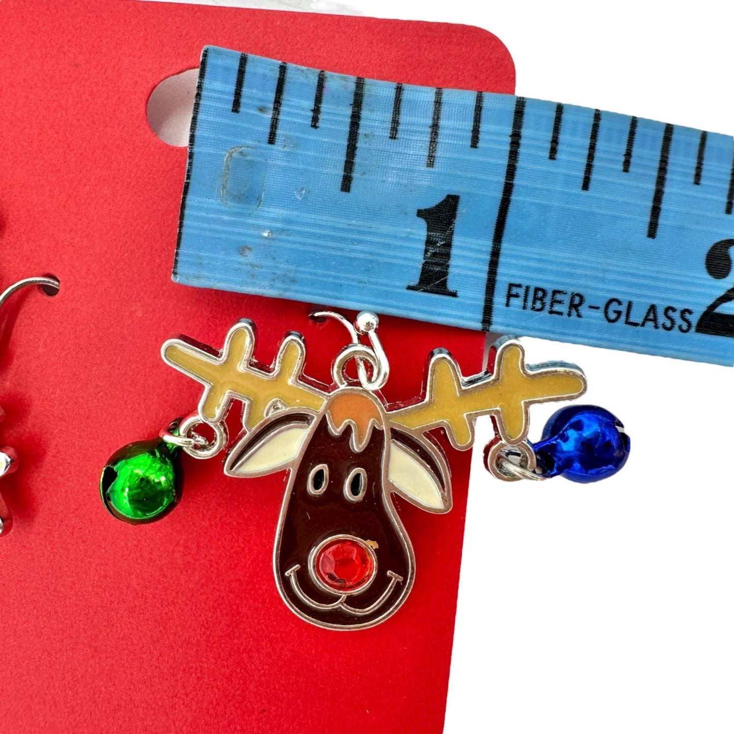 Christmas Reindeer Dangle Earrings with Jingle Bells Festive Holiday Jewelry
